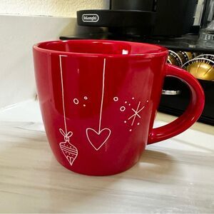 Starbucks Red and white Holiday Heart Ornament Design Mug 14oz